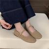 French temperament shallow mouth square head Mary Jane single shoes women's 2025 new Korean version flat bottom one word buckle belt grandma shoes