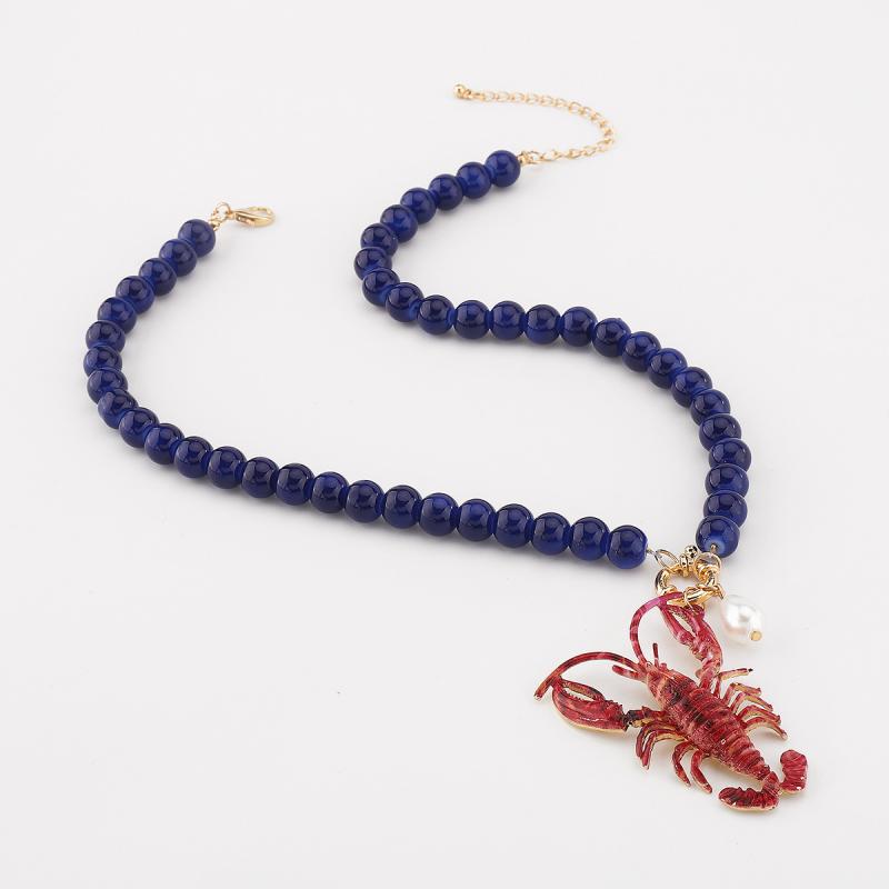 Lobster Bead Necklace Earrings Bohemia Handmade Beaded Jewelry Simple Pendant Necklace Women Beach Vacation Accessories