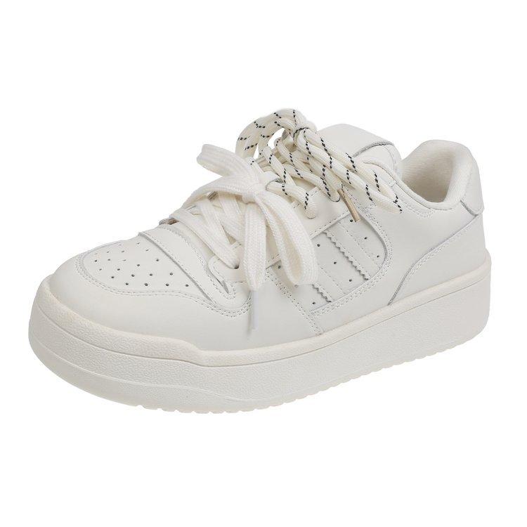 

Leather velvet little white shoes women s 2025 winter new round head lace-up fashion versatile casual sports cowhide board shoes 35