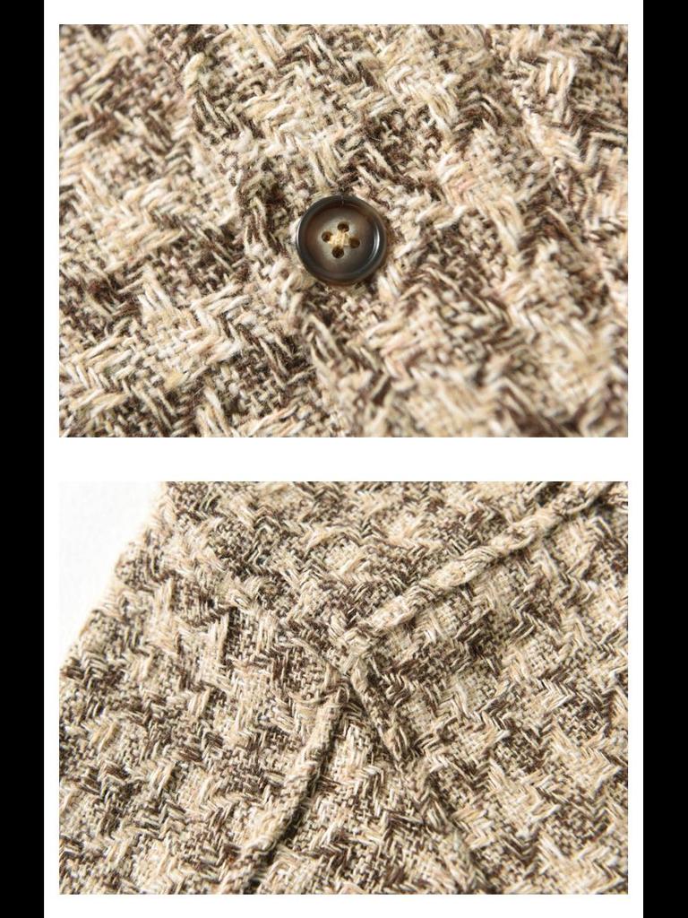 Men's Autumn Houndstooth Retro Casual Long Sleeve Shirt Z258