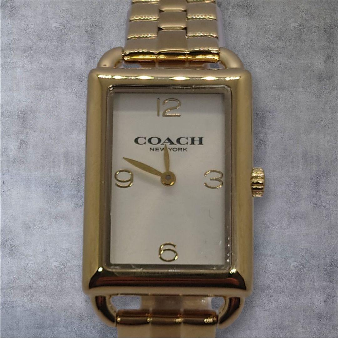 Used COACH Watch Gold Rectangular Ladies