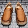 Fashion Stylish Men's Business Casual Shoes Comfy Leather Loafers Comfortable Casual Shoes Rubber Bottom Hiking Shoes Male Slip on Flats