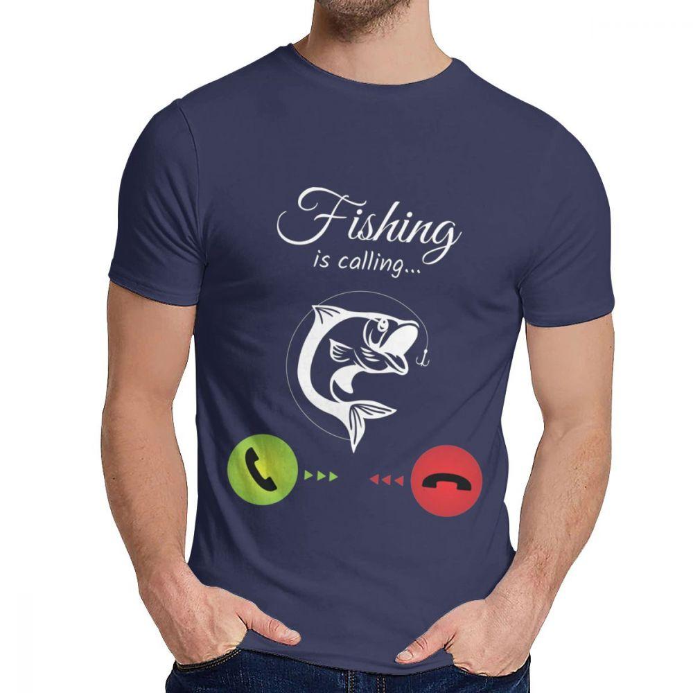 Cotton Fishing Is Calling T Shirt Unisex Design High Quality Fashion O Neck Homme Tee