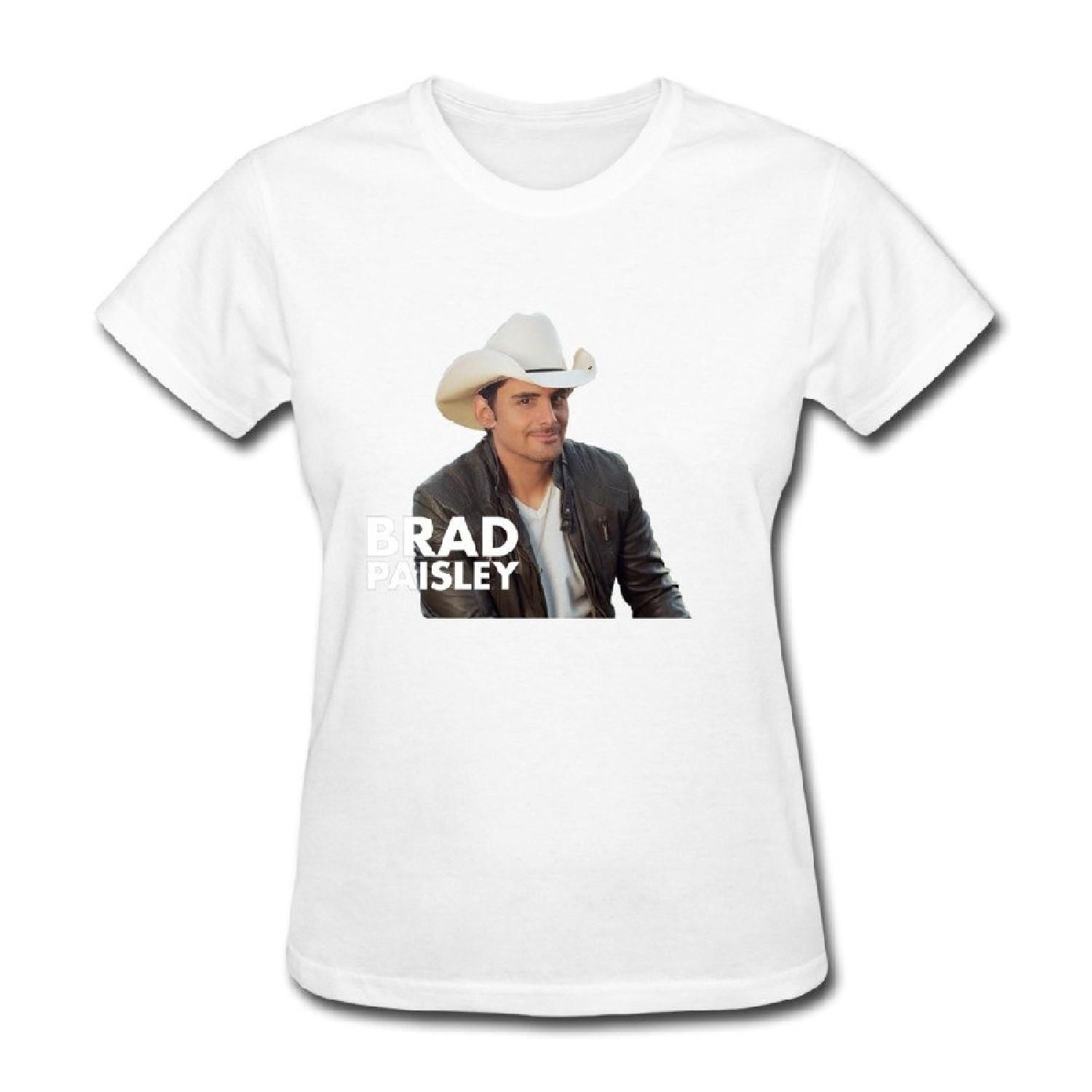ZYX American Country Folk Singer Brad Paisley T Shirt For Women White S S