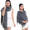 Warm Solid Color Cashmere Wool Scarf Winter Tassel Unisex Shawl Solid Color Scarf for Women