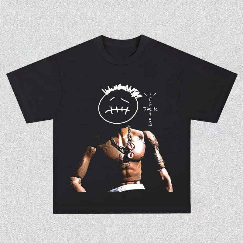 

Летняя футболка унисекс 2026 Travis Scott Y2k Графика 2026 Новая с круглым вырезом с коротким рукавом Унисекс Женская мода Хип-хоп Футболка Подарки для фанатов M