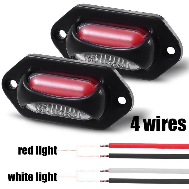 12-24V LED Car Truck License Plate Lights Waterproof White Red Side Marker Light for Car Motorcycle Van SUV Signal Tail Lamp