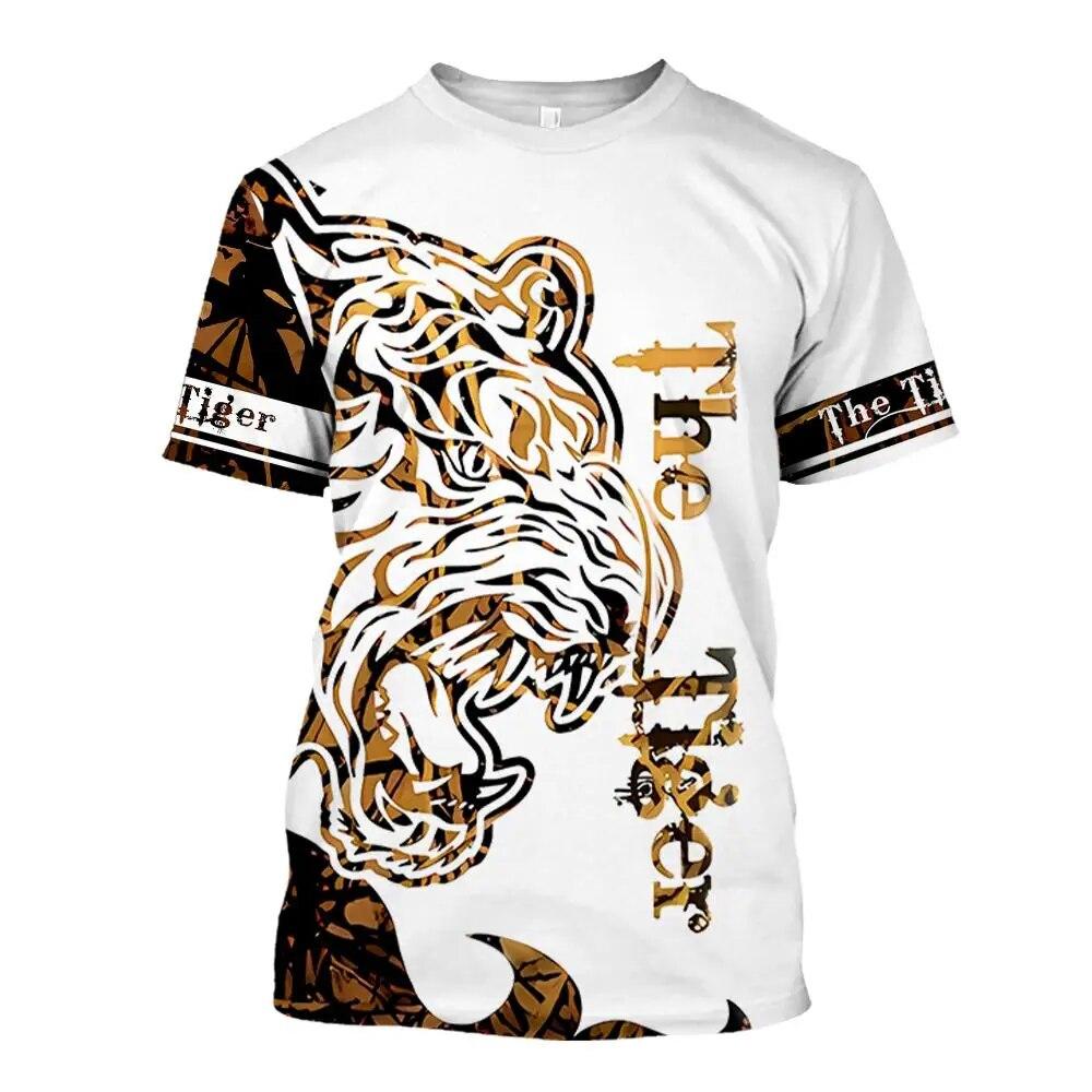 Animal T Shirt For Men Tiger 3d Print Short Sleeved Fashion O-Neck Pullover Oversized Men's Clothing Casual Street T-Shirts