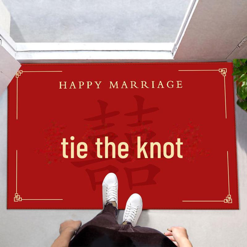 Kırmızı Düğün Kapı Paspasları - Yeni Evlilerin Dekorasyonu İçin Şık Giriş Halısı