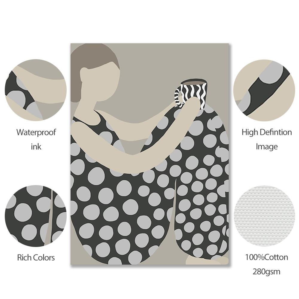 Kaffee Mädchen Atmen Abstrakt Punkte Kunst Leinwanddruck Schokolade Seltsame Kleidung Wand Roon Heimdeko Poster Malerei Weiblicher Schlafsaal