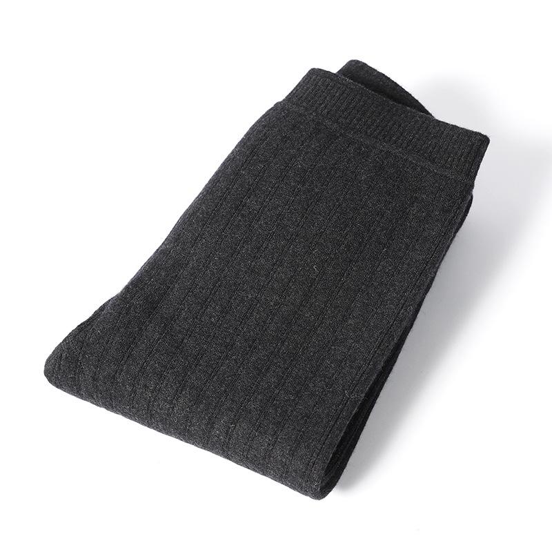 Double-Layer Women's White Cashmere Warm Pants with Fleece-Lined Knee Pads