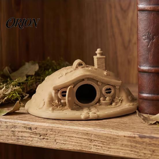 Hobbit House Ornament 3D Printed Fantasy for Small Pet Shelter, Realistic Texture Animals Hideout, Miniature Micro Landscape Halloween Home Decoration