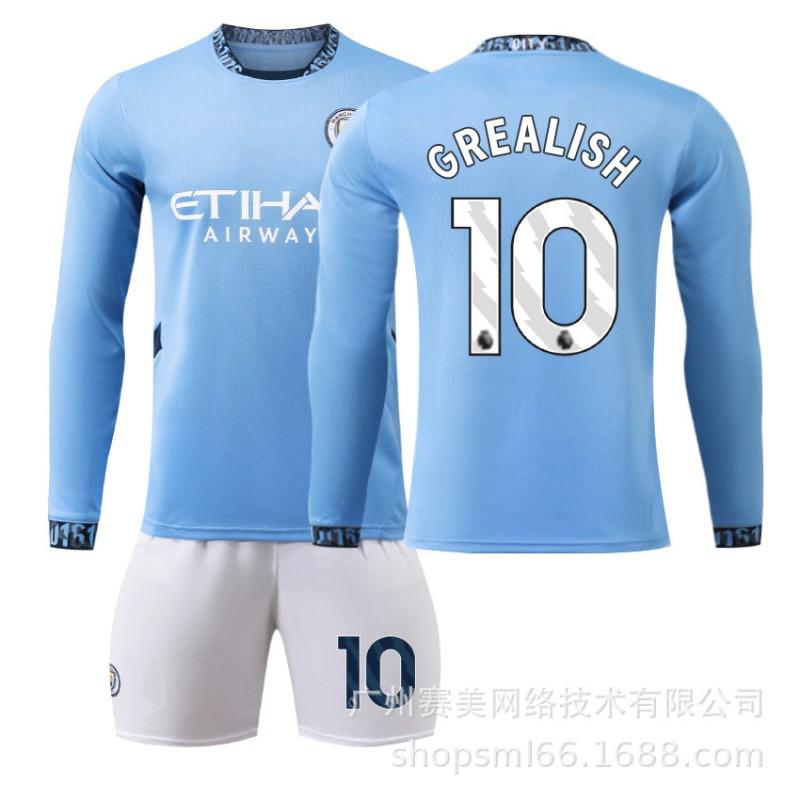2425 Manchester City Heim Langarm Trikot Set 17 De Braunet 9 Harland 47 Forden 16 Rod Fußballtrikots