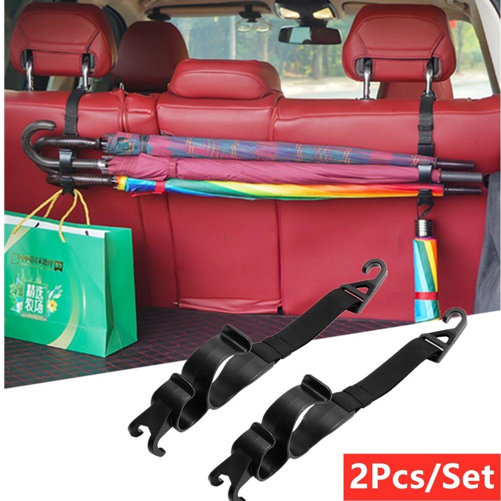 2pcs Car Back Seat Umbrella Hook Storage Organizer Multi-function Rear Seat Headrest Hanging Hook Umbrella Holder Seat Storage