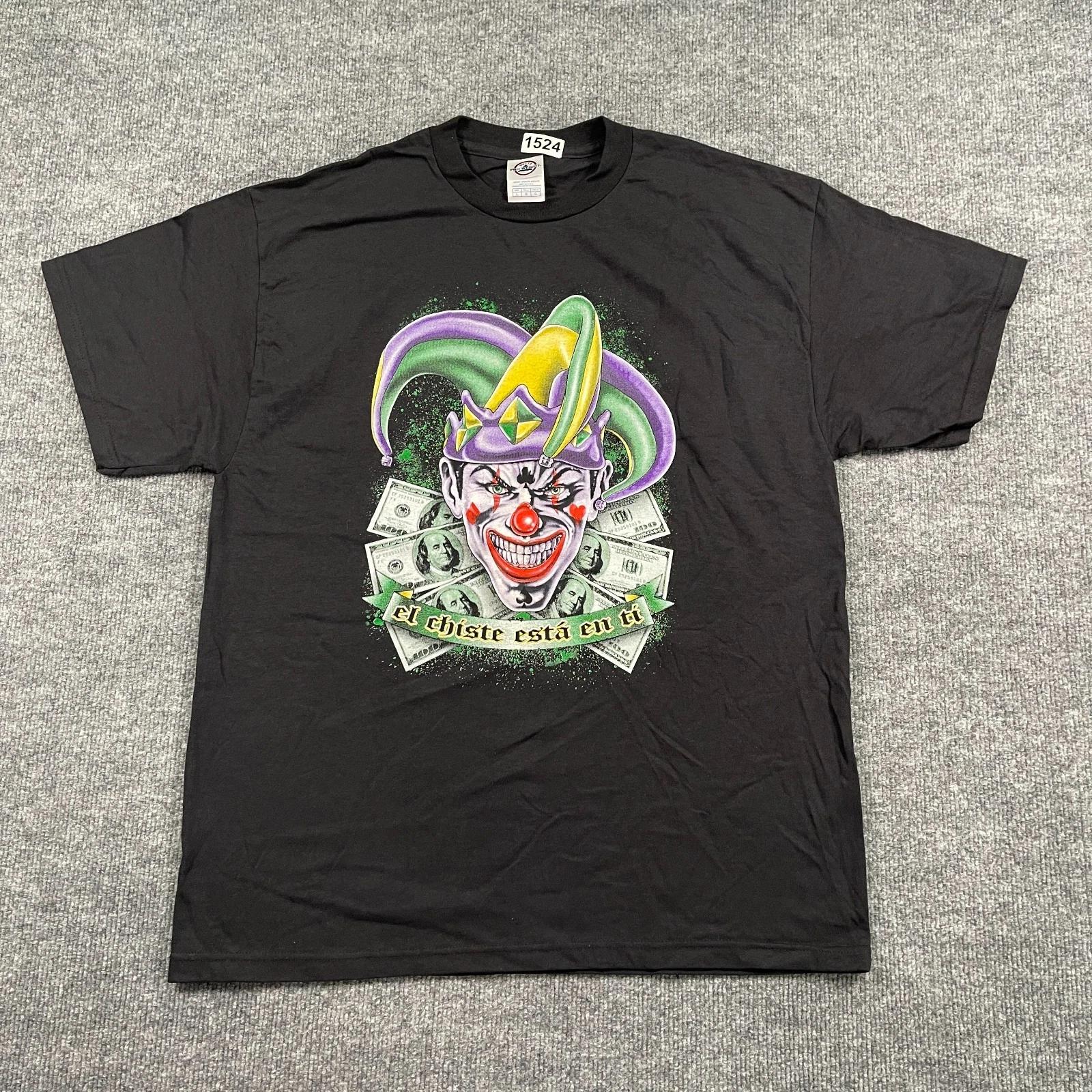 

NWOT Vintage Y2K Jokes on You Jester Clown Shirt Large 21x28 Chicano Art S