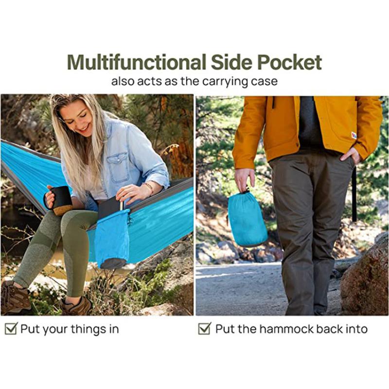 Campinghängmatta - Bärbar hängmatta Enkel eller dubbel hängmatta Campingtillbehör för utomhus, inomhus med trädband