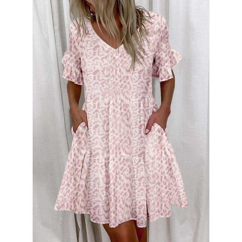 HNXC Women's Fashion Summer Spring Short Sleeve V-Neck Casual Dresses