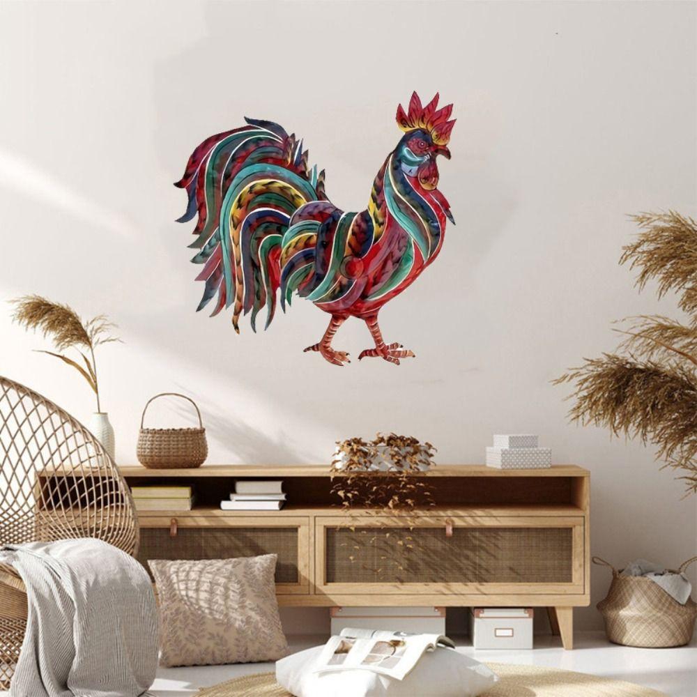 Metal Rooster Wall Hanging Decoration Art Background Pendant  Living Room