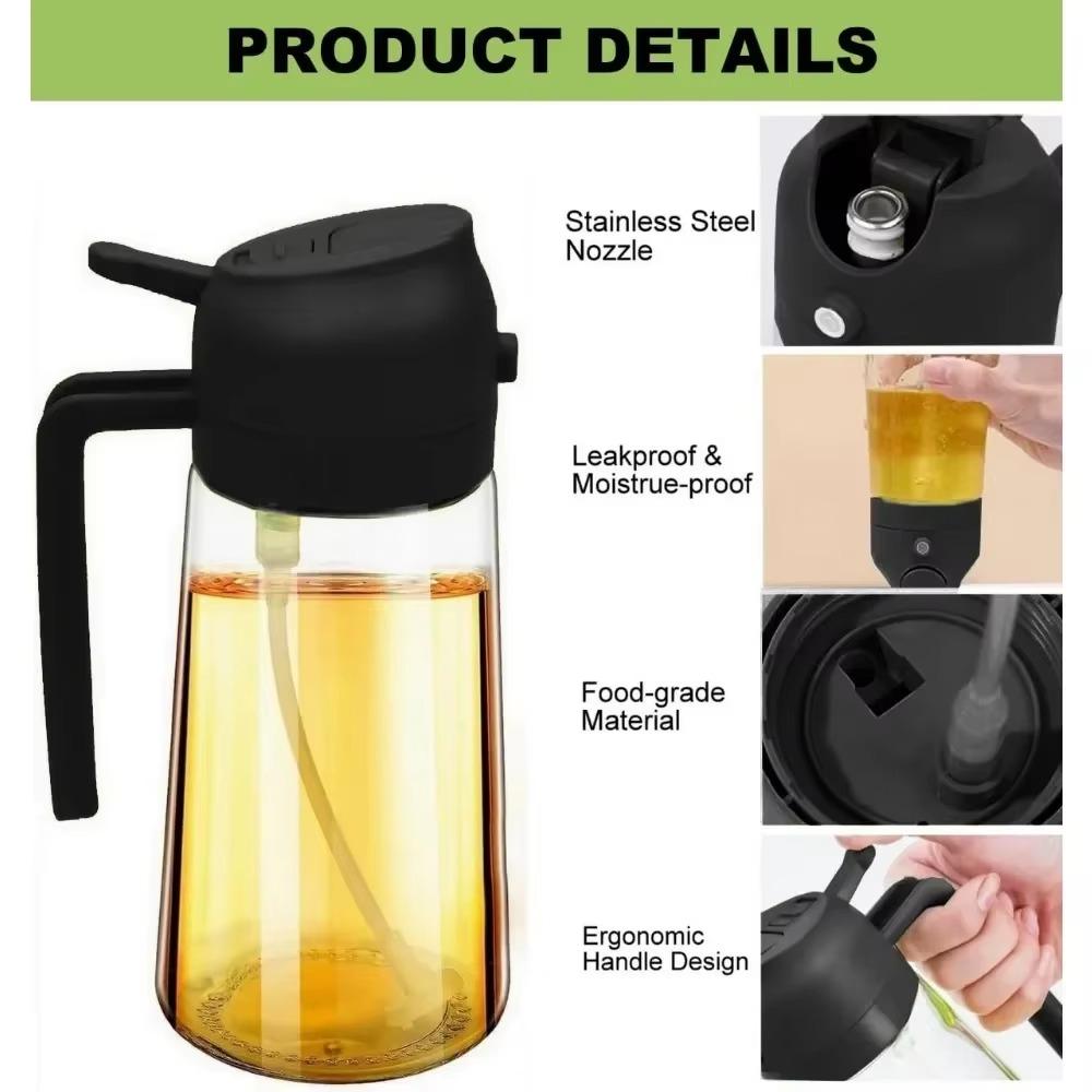 500ml Olive Oil Dispenser Bottle 2in1 Plastic Oil Sprayer for Cooking Oil Spray Tank BBQ Baking Picnic Kitchen Tools for Home