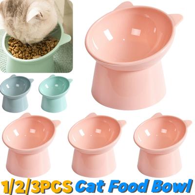 3PCS Tilted Cat Food Bowl Cat Food Dish Ergonomic Raised Cat Food Bowl Anti Vomiting Plastic Feeding Bowl Non Slip for Cats Dogs