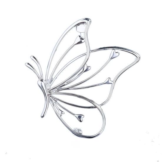 

Women Brooch Smooth Polish Hollow Butterfly Design Lapel Pin Zinc Alloy Scarf Badge Versatile Collar Coat Accessories серебряный