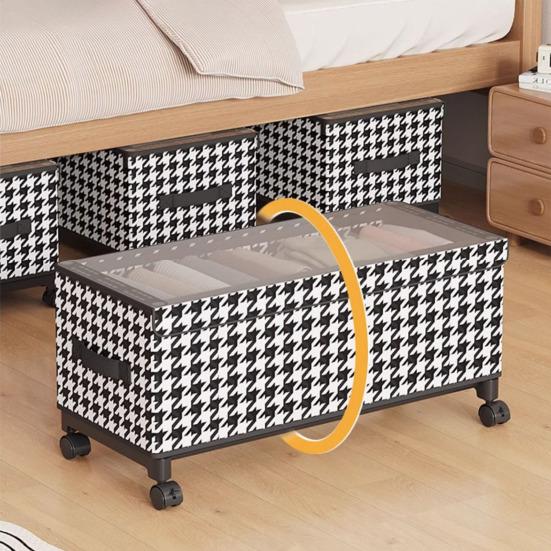 under Bed Storage Bin with Wheels Dust-Proof under Bed Organizer with Transparent Lid Rolling Metal Drawer Organizer for Clothes Blankets Shoes