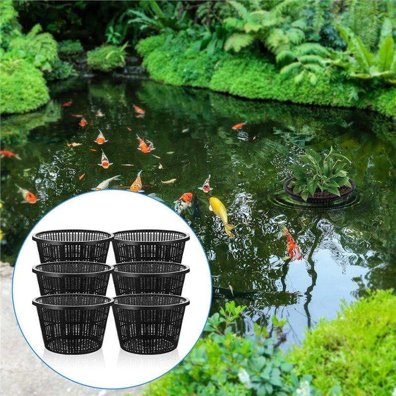 HHO-Schwarze Kunststoff-Hydroponik-Körbe 6 Stück Wasser-Garten-Netztopf Zum Pflanzen Hydroponische Töpfe Geschlitzter Teichkorb