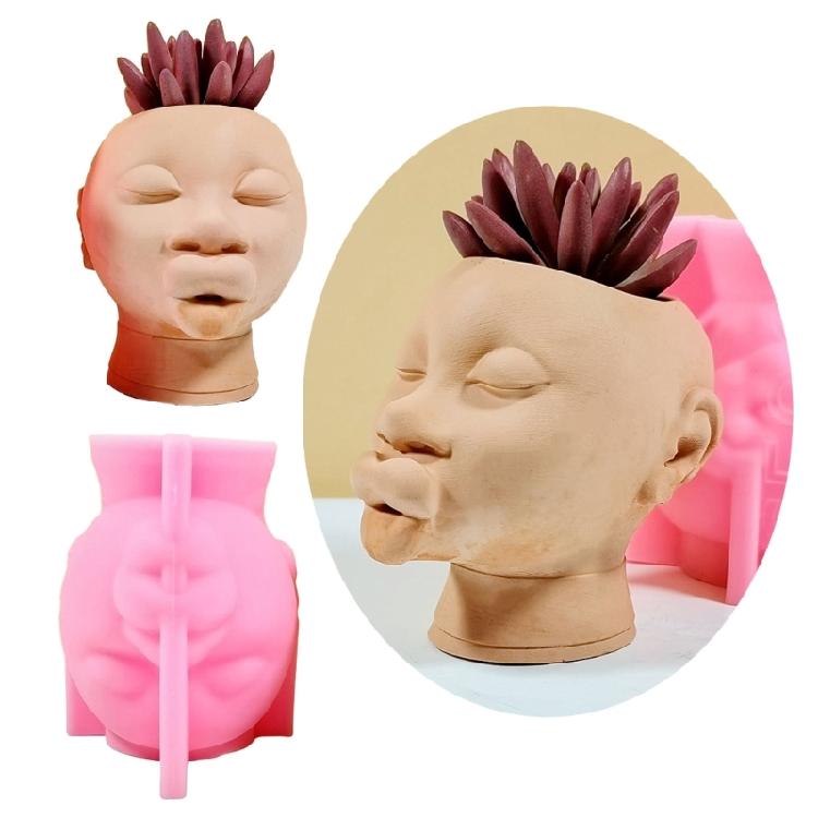 Concrete Vase Silicone Mold Handmade Ugly Girl Flower Pots Plaster Epoxy Resin