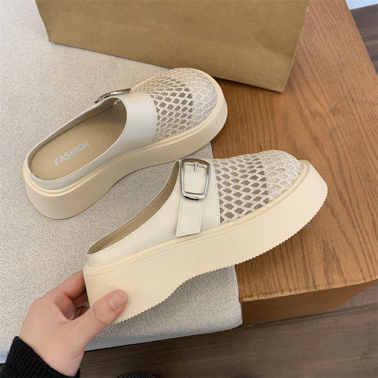 thick-soled bag head and half slippers for women to wear high-end 2025 spring and summer new retro Muller shoes with one foot and lazy shoes