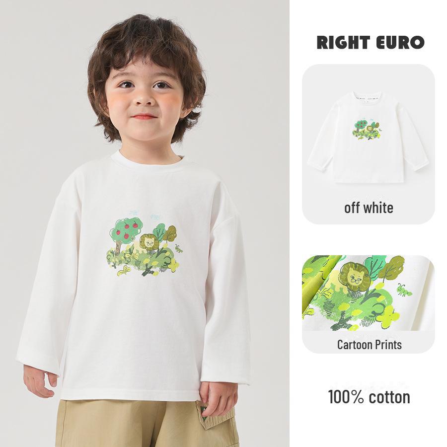 Boys' Striped Long-Sleeve Antibacterial Cotton T-Shirt