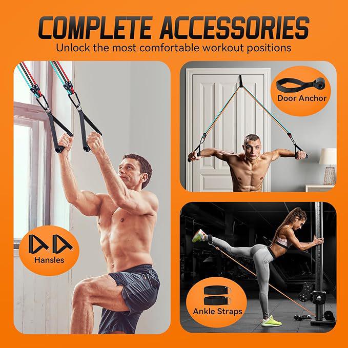 150lb Anti-Break Latex Resistance Bands Set – 11-Piece Multi-Functional Fitness Elastic Bands