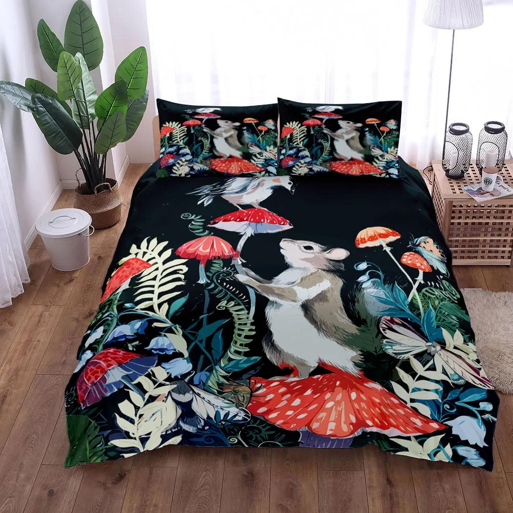 Šik Ilustrácia Húb Umelecký Set Prikrývky King Queen Double Twin Single Set Posteľnej Bielizne