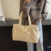 Casual and versatile large-capacity shoulder bag cross-border new solid color simple handbag commuter yoga sports storage bag