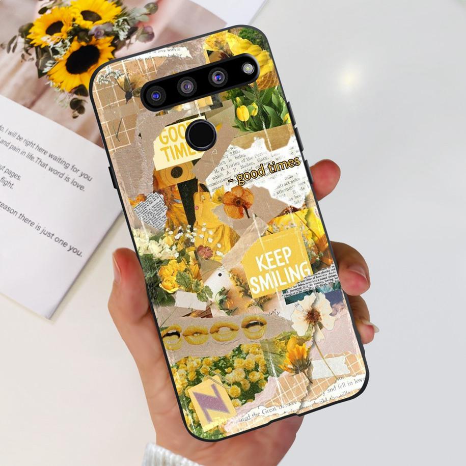 For LG V50 ThinQ 5G Case LM-V500EM Phone Cover Fashion Flower Butterfly Soft Silicone Back Cover For LG V40 V50s Thinq 5G Bumper