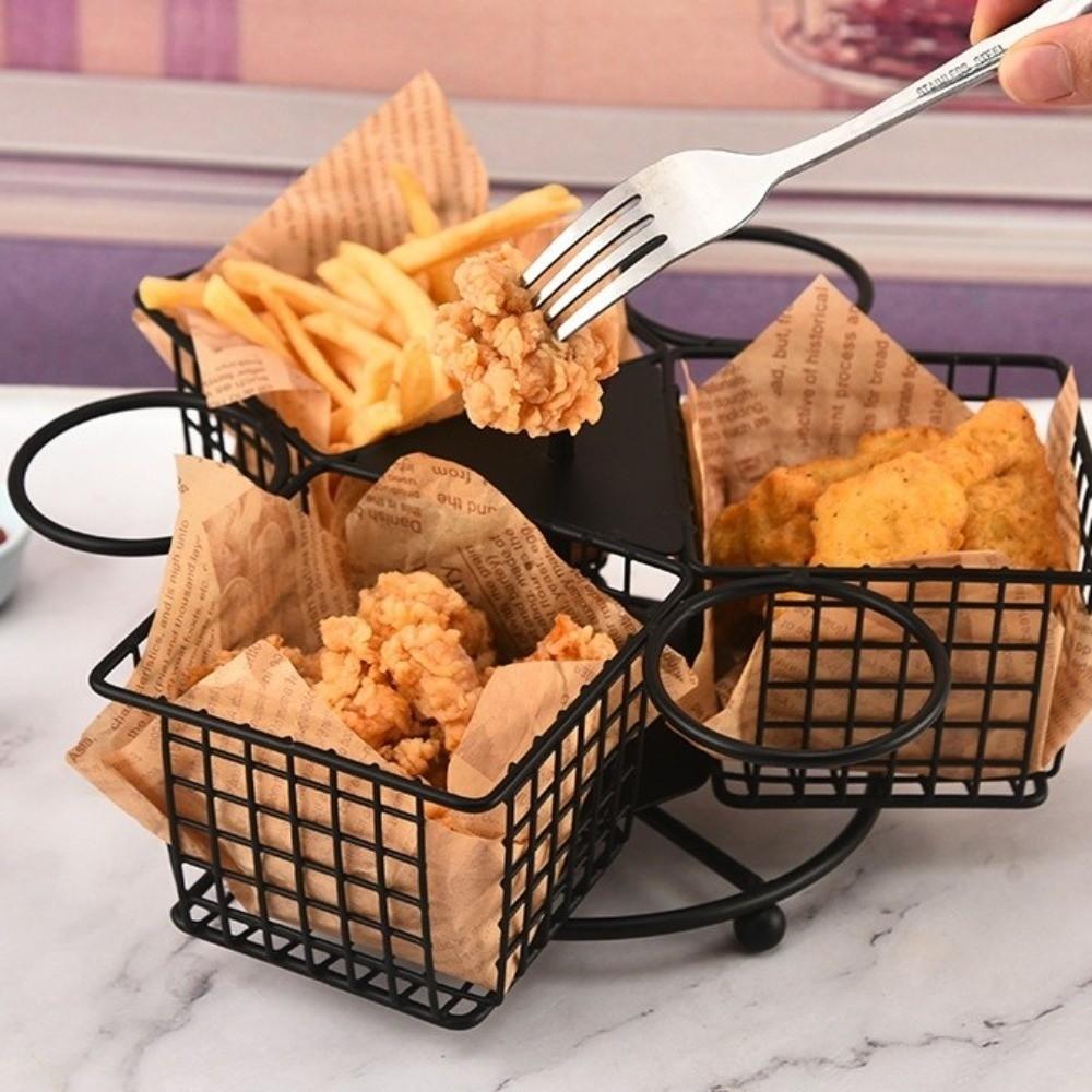 Stabiler drehbarer Pommeskorb mit Dip-Becher Frittierkorb Snackkorb Restaurant