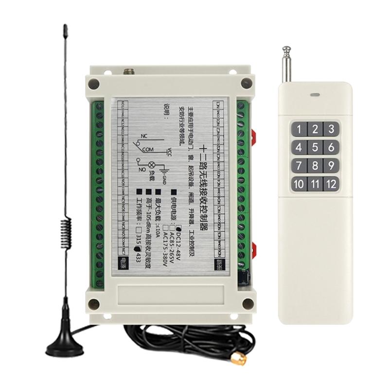 12-Channel 12V-36V Remote Control Switches 12-way Controller for Garage Door Curtain Motor Wireless Controller Set