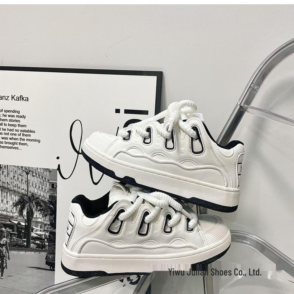 Unisex American High Street White Canvas Loafers - Trendy Spring Height-Increasing Casual Sneakers