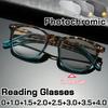 Retro Ultralight Photochromic Reading Glasses for Women Men Anti Blue Light Color Changing Far Sight Eyeglasses UV Protection