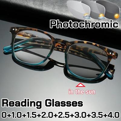 Retro Ultraleichte Photochrome Lesebrille für Damen Herren Anti Blaulicht Farbwechsel Weitsicht Brille UV-Schutz