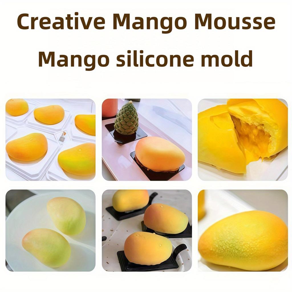 1pc Silicone Mango-Shaped Cake Mold with 6-Section Hollow Center & Smooth Edges - Reusable Baking Mold for DIY Mousse, Chocolate, Chiffon, Cheese