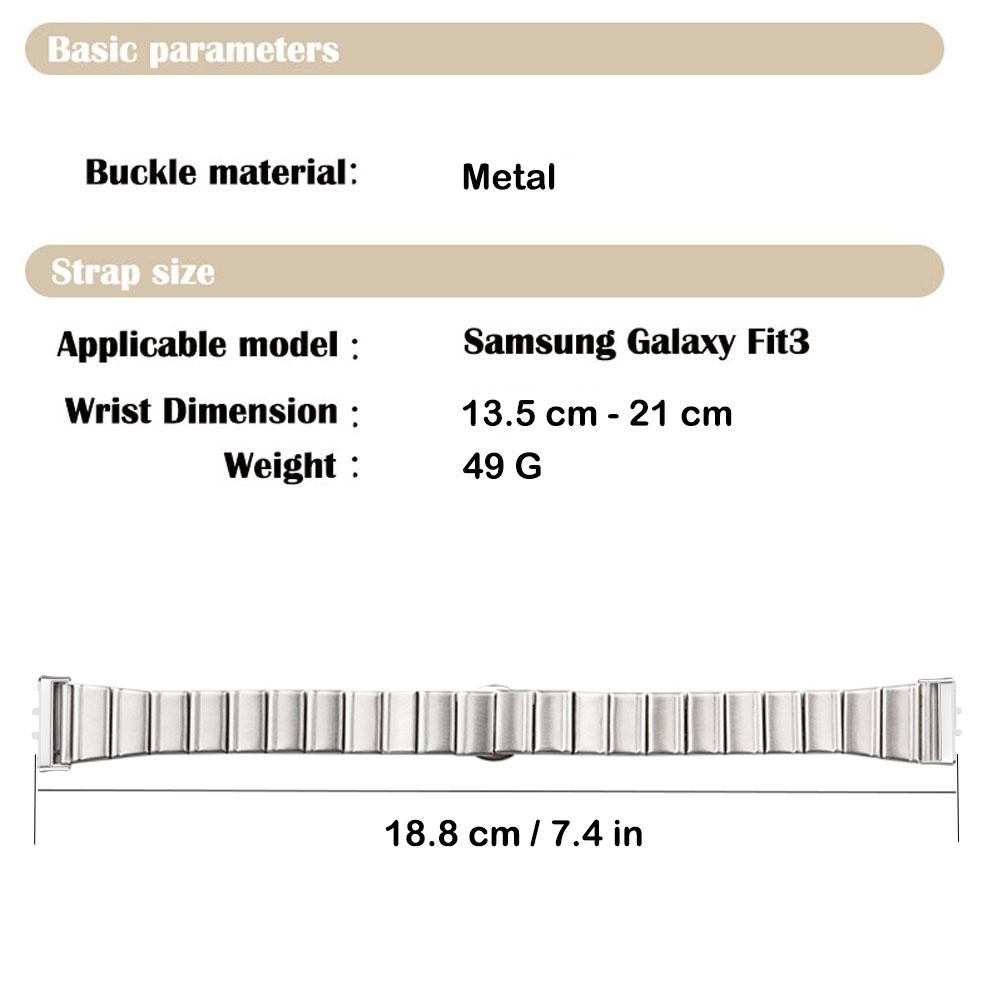 Bracelet Métallique Fin Style Coréen pour Samsung Galaxy Fit 3 (SM-R390) | Bracelet Montre Femme Boucle Papillon Élégante Correa