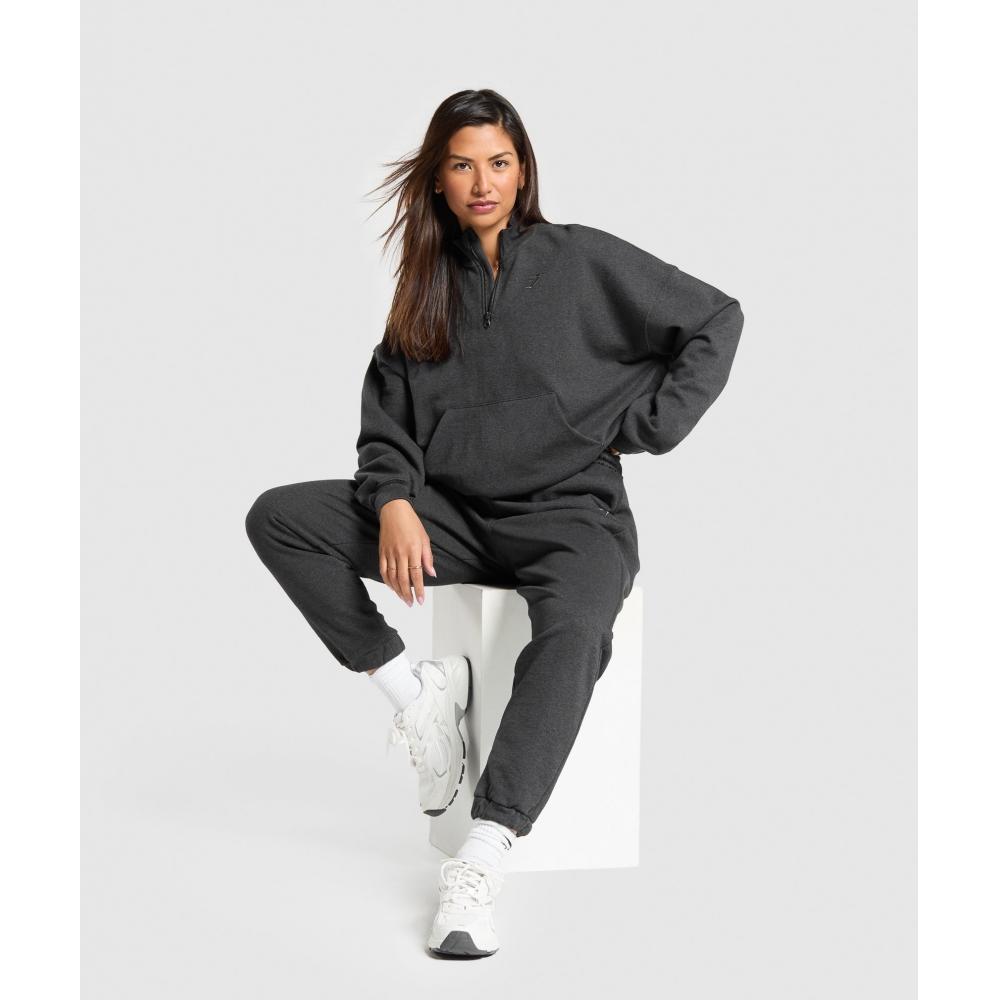 Gymshark Rest Day Sweats 1 2 Zip Pullover Black Core Marl B3a9j Bbbc