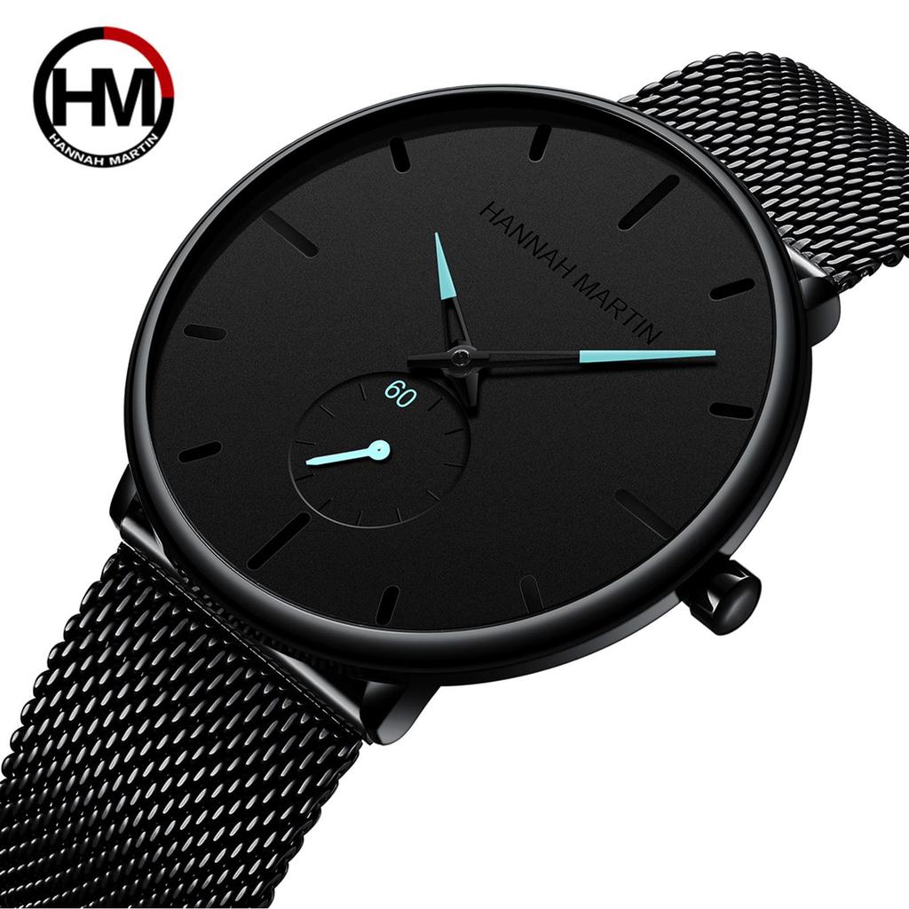 Men's Black Luminous Quartz Sports Watch - Trendy Waterproof Wristwatch