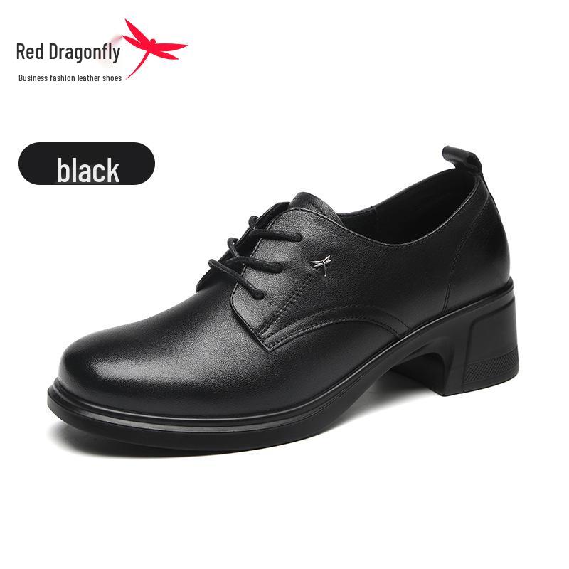 Red Dragonfly Women s Cowhide Soft Sole Heeled Shoes for Autumn - Professional, Comfortable Workwear. 36