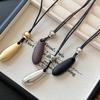 Minimalist Water Drop Pendant Leather Rope Frosted Polished Necklace Long Sweater Chain Jewelry Decorative Accessories Gift