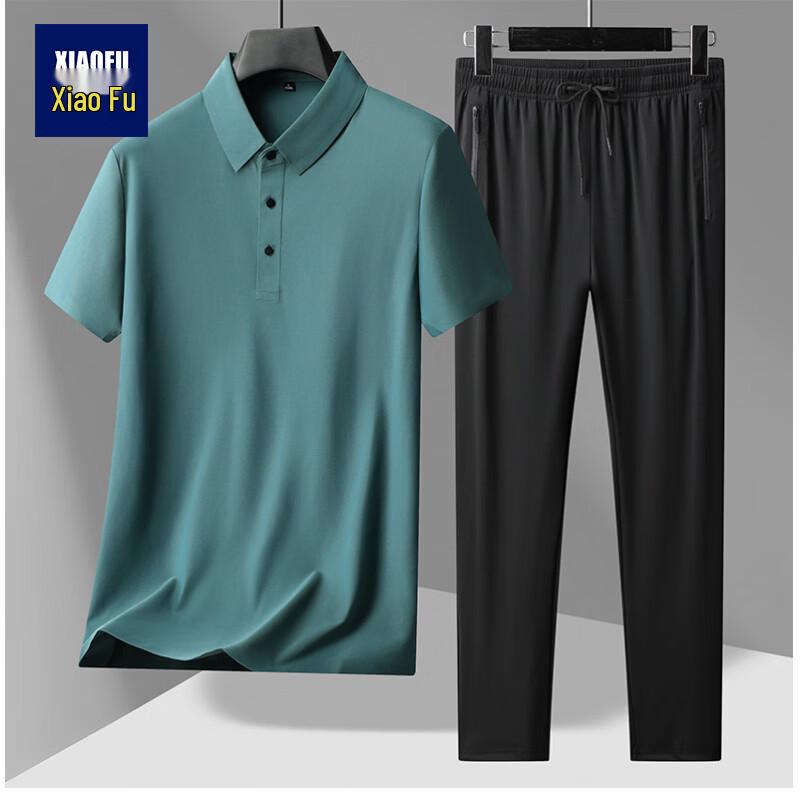 

Xiaofu Men s Ice Silk Quick-Dry Polo & Shorts Set 6XL