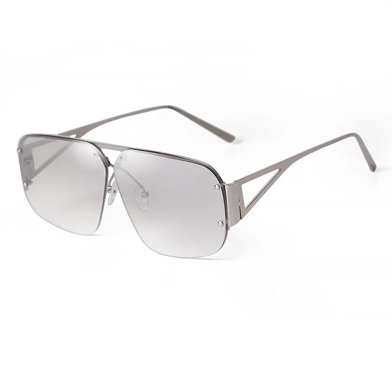 Laurinny Oversized Metal Pilot Sunglasses Women Men Brand Design Rimless Top Bar Aviation Driving Sun Glasses Male Female Uv400