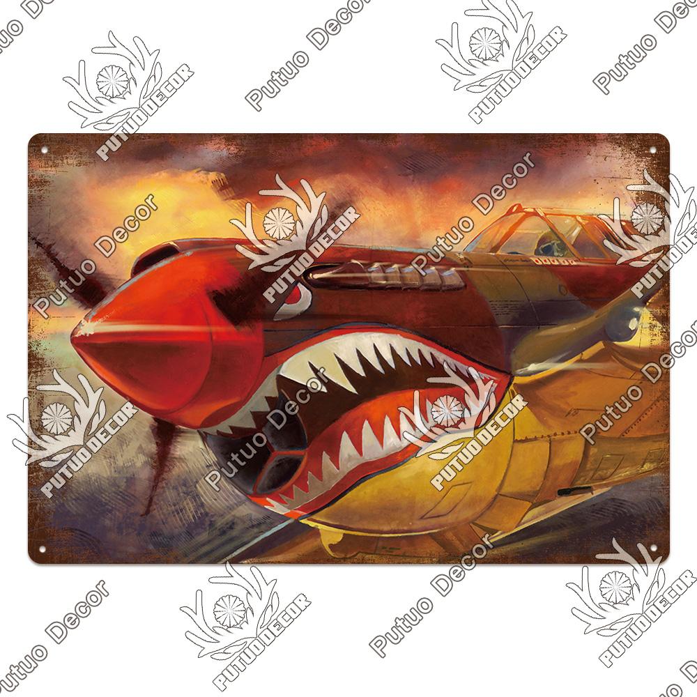 Putuo Decor Shark Sign Metal Signs Vintage Tin Sign Funny Warning Movie Poster for Bar Pub Kitchen Club Man Cave Wall Decoration