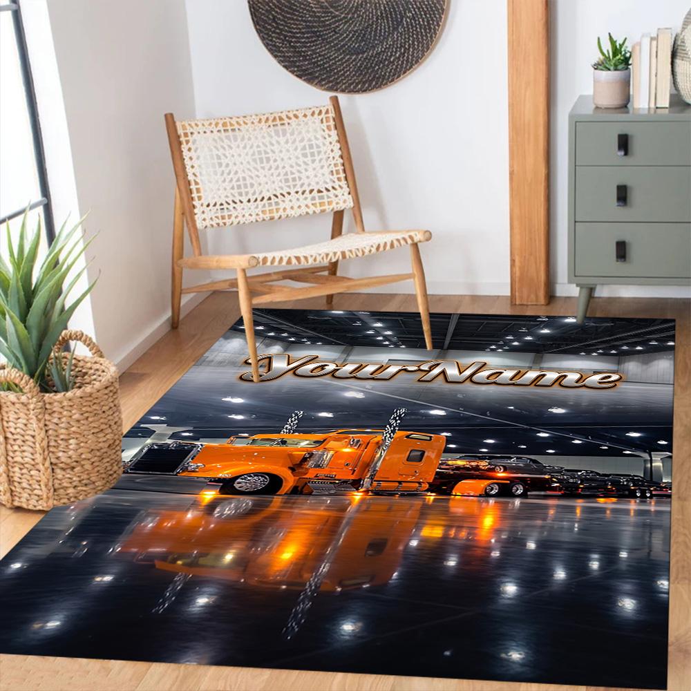 Kw Heavy Trucks Personalized Name Carpet Perfect for Hallway Dining Room Study room Kitchen Antislip Carpet Anime Office Decor Wedding Party Gift