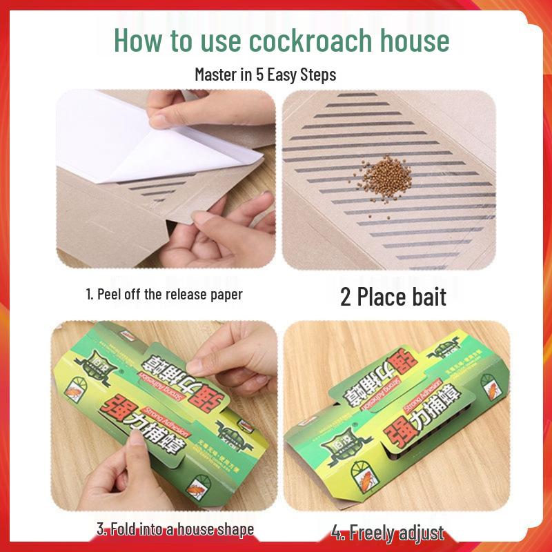 Non-Toxic Cockroach Catcher: Powerful Sticky Trap & Bait Box for Homes